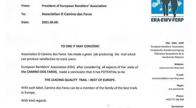 O Camiño dos Faros, Leading Quality Trail de Europa en potencia - Comunicado oficial